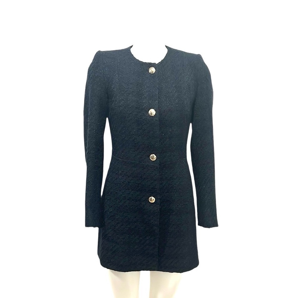 Zara navy blue structured blazer jacket with gold buttons size Small